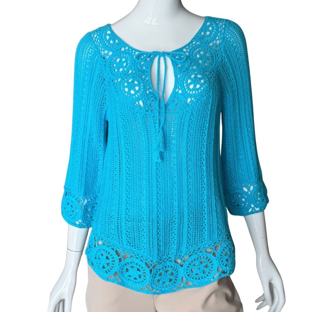 INC International Concepts "INC Beach" Cotton Crochet Sweater Size Medium NWT